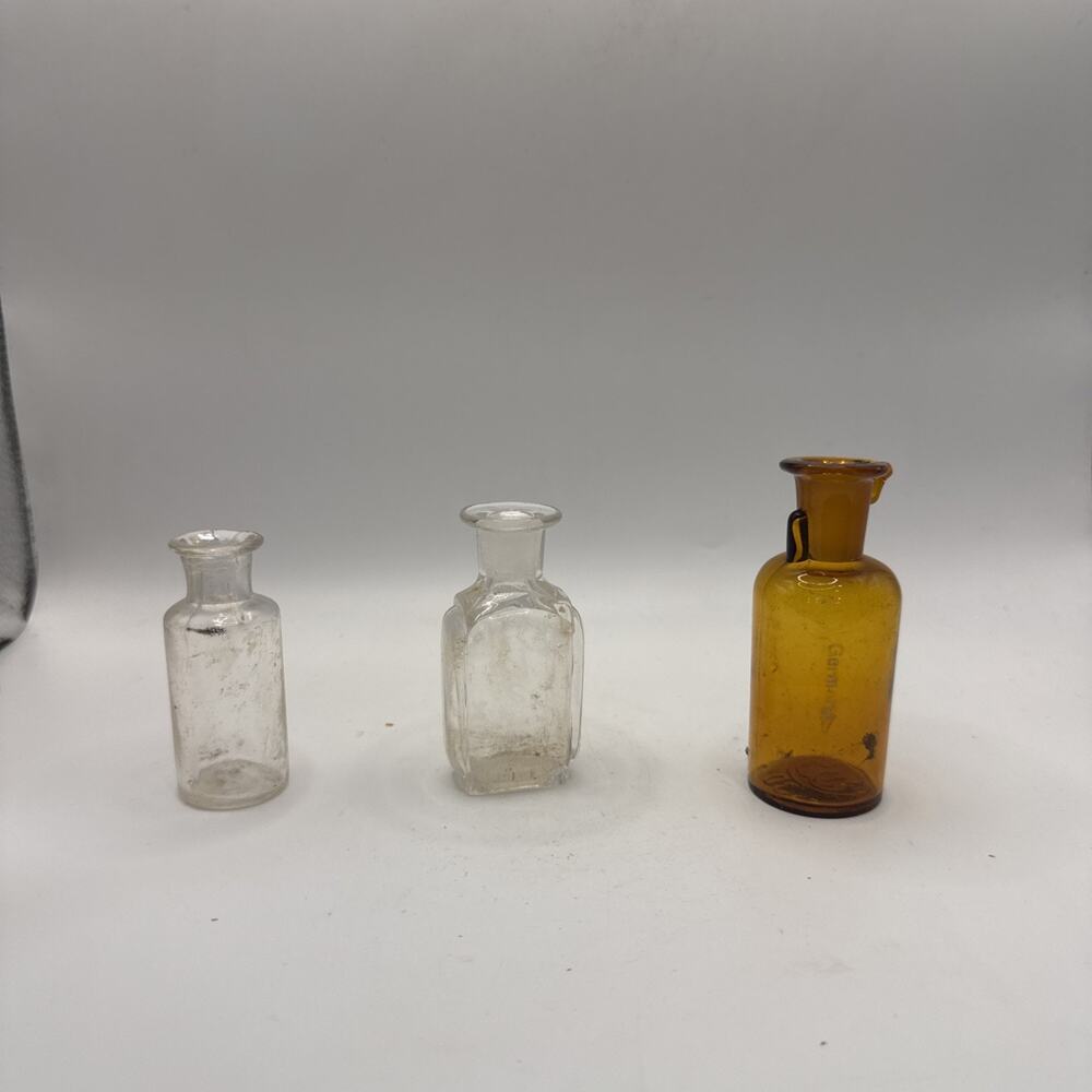 Vintage Lot Of 3 Glass Bottles 2-3”